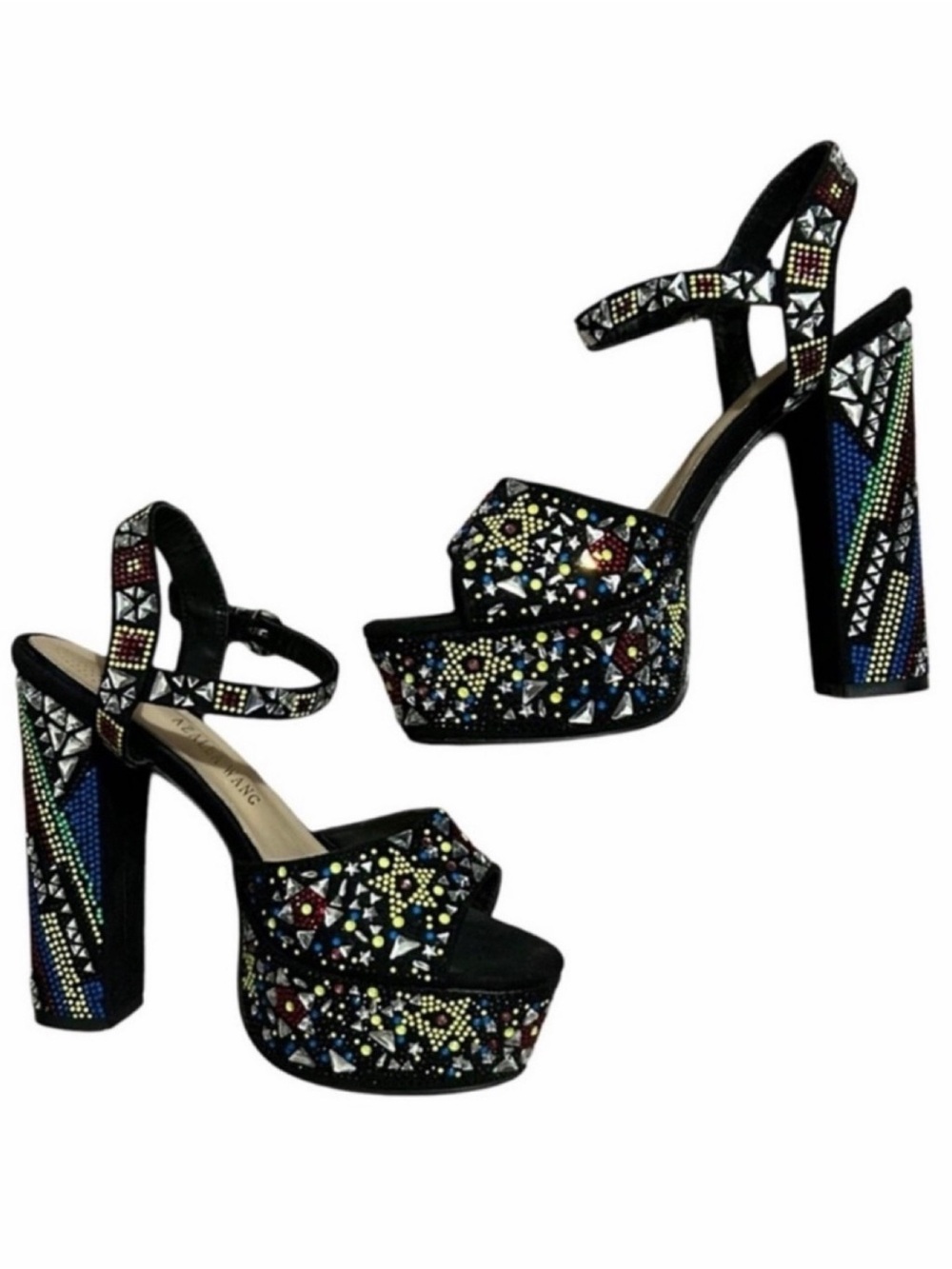 AZALEA WANG NWOT Jewel Embellished Platform Chunky Heels 8